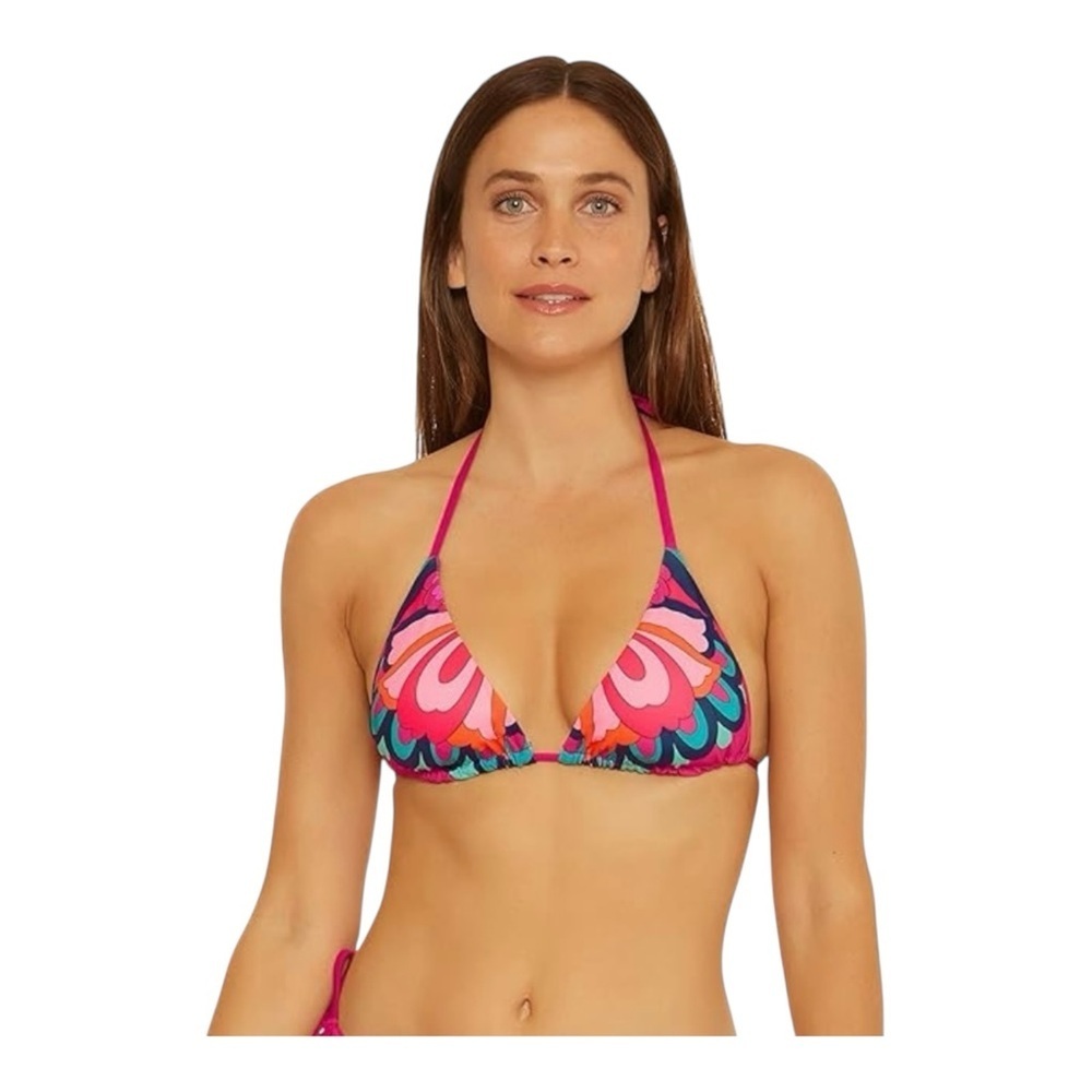 Trina Turk Standard Medallion Triangle Bikini Top in Pink Peppercorn NWT